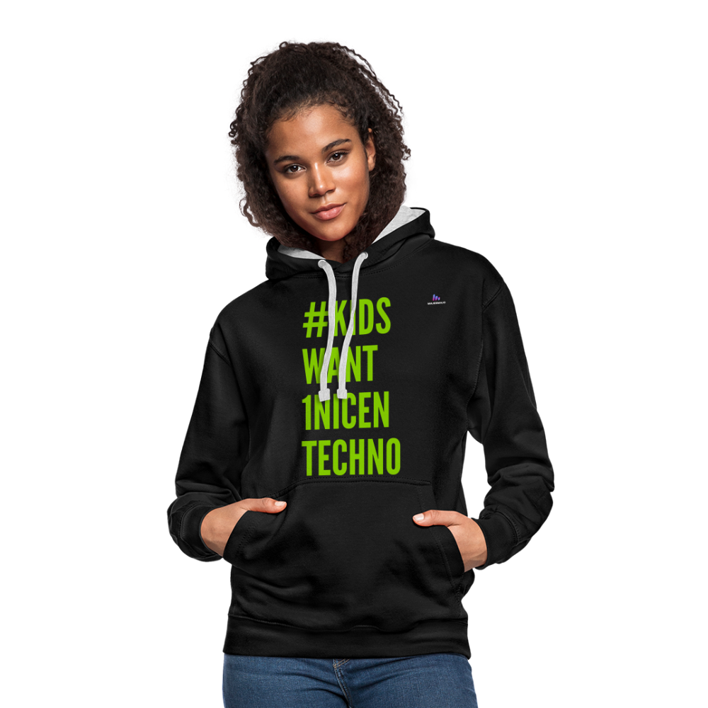 Sudadera con capucha en contraste"mittelfinger" - black/heather grey