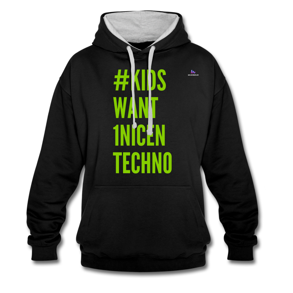 Sudadera con capucha en contraste"mittelfinger" - black/heather grey
