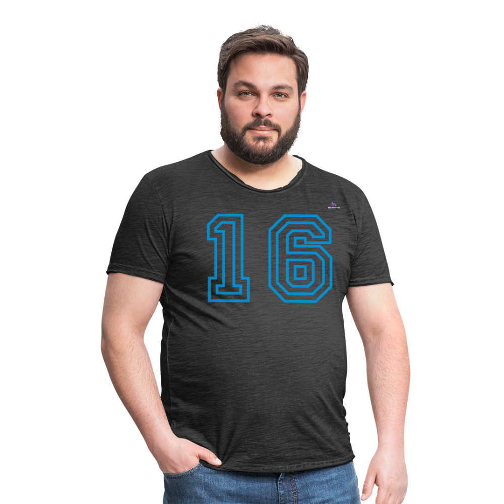 Camiseta vintage"number sixteen" - washed black