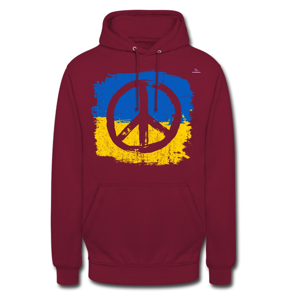 Sudadera con capucha unisex"Peace not war" - bordeaux