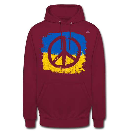 Sudadera con capucha unisex"Peace not war" - bordeaux