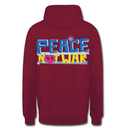 Sudadera con capucha unisex"Peace not war" - bordeaux