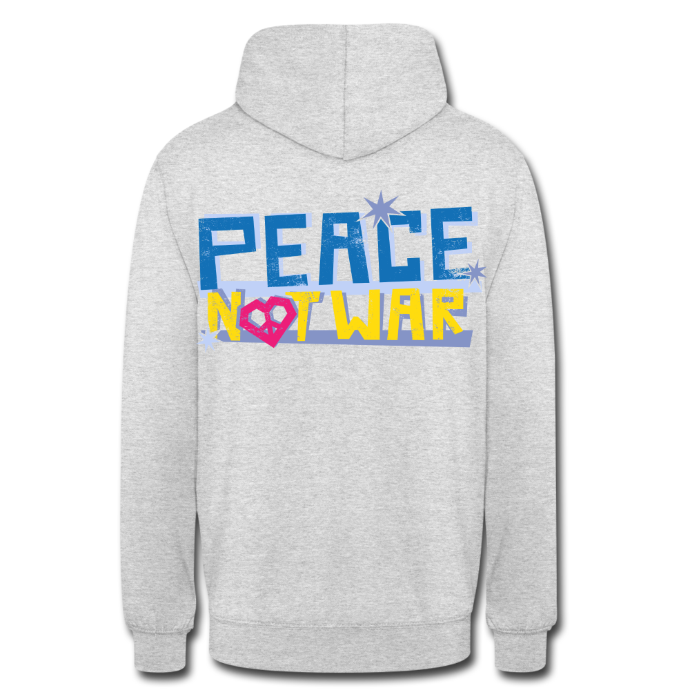 Sudadera con capucha unisex"Peace not war" - light heather grey