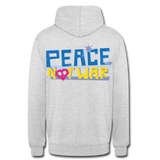 Sudadera con capucha unisex"Peace not war" - light heather grey