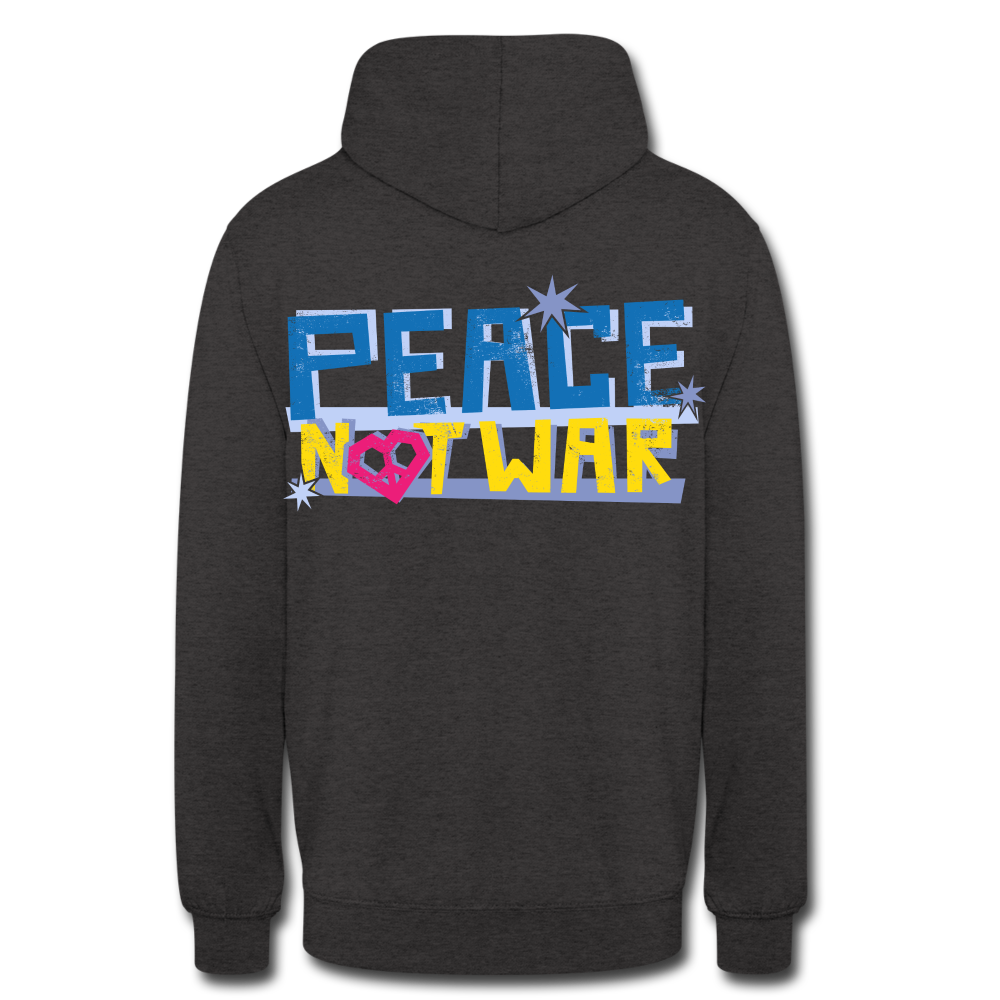 Sudadera con capucha unisex"Peace not war" - charcoal grey