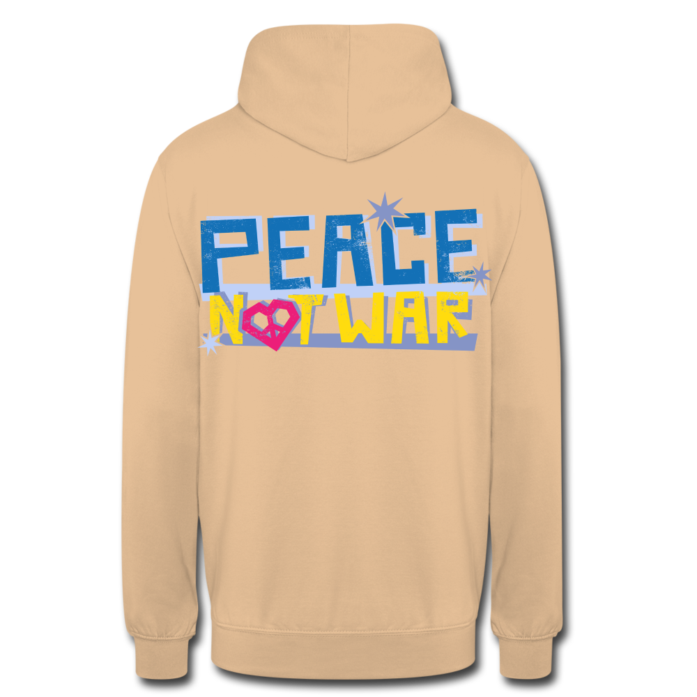 Sudadera con capucha unisex"Peace not war" - peach