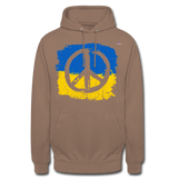 Sudadera con capucha unisex"Peace not war" - mocha