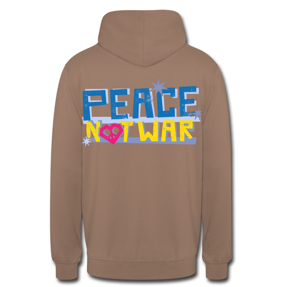 Sudadera con capucha unisex"Peace not war" - mocha