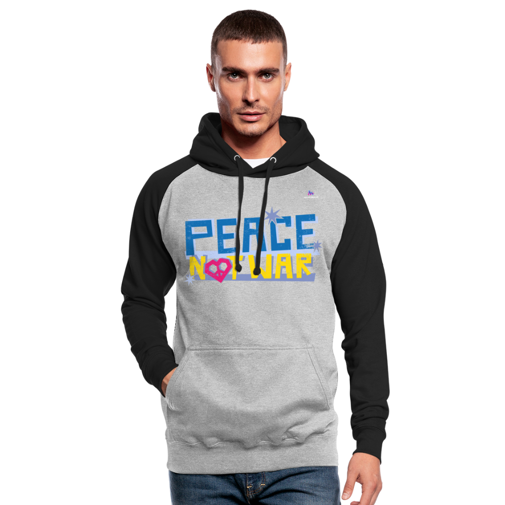 Sudadera con capucha de béisbol unisex"Peace Dove Ukraine" - heather grey/black