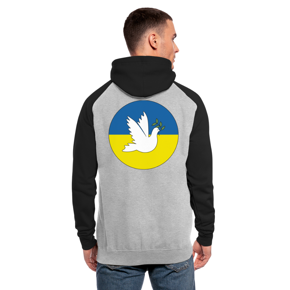 Sudadera con capucha de béisbol unisex"Peace Dove Ukraine" - heather grey/black