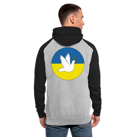 Sudadera con capucha de béisbol unisex"Peace Dove Ukraine" - heather grey/black