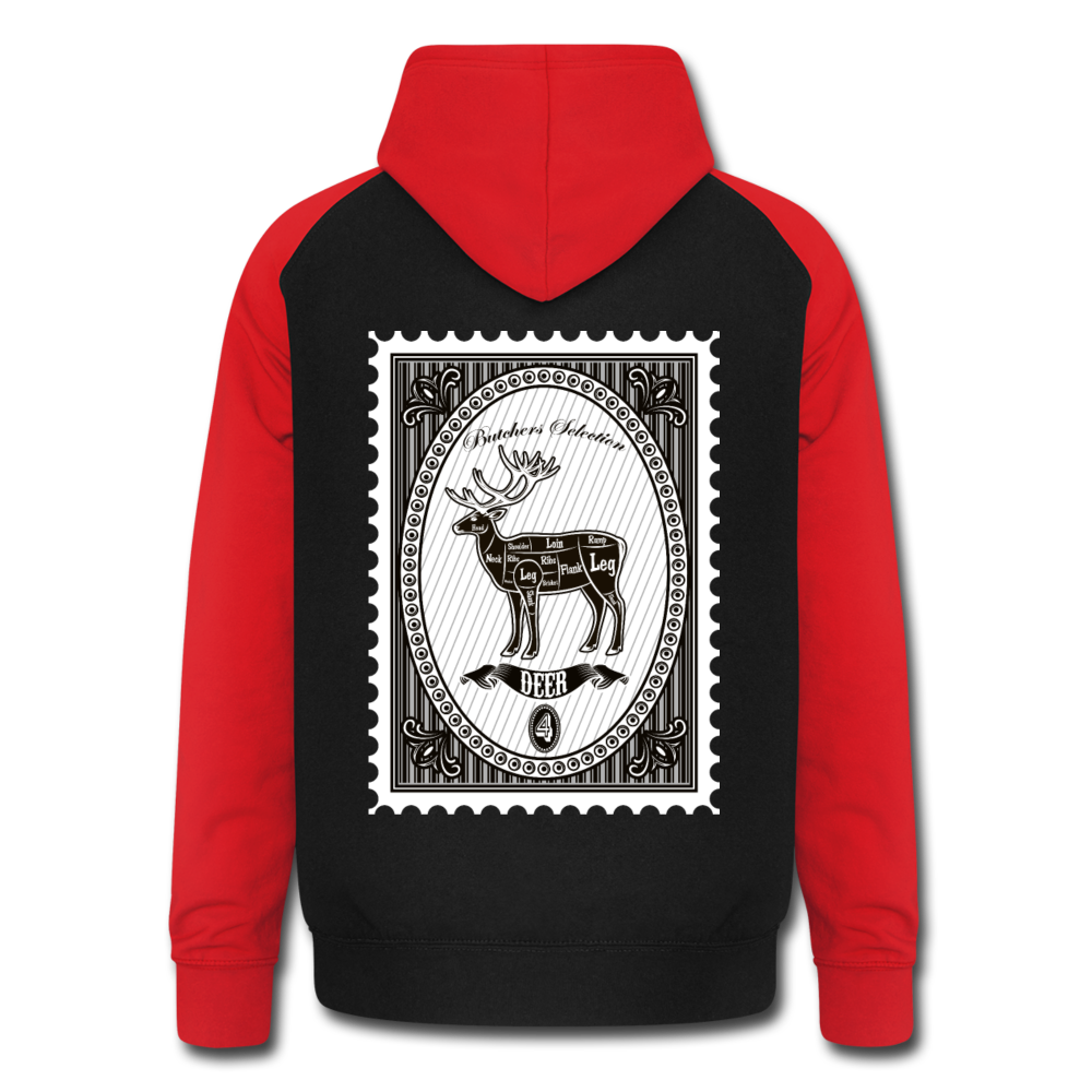 Sudadera con capucha de béisbol unisex"deer stamp" - black/red