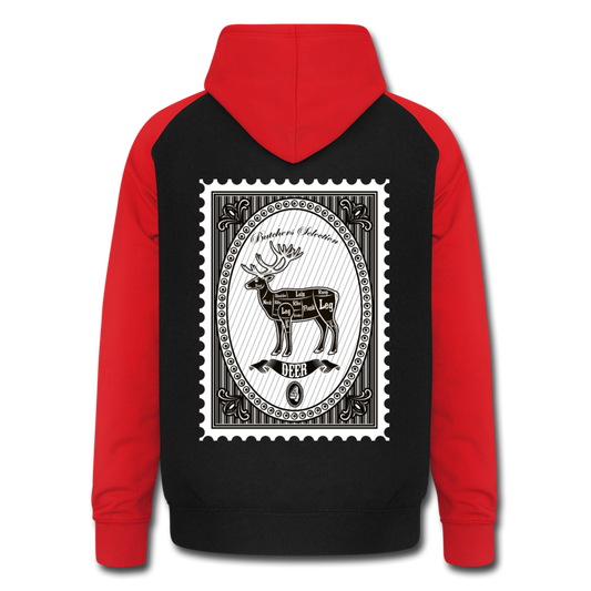 Sudadera con capucha de béisbol unisex"deer stamp" - black/red