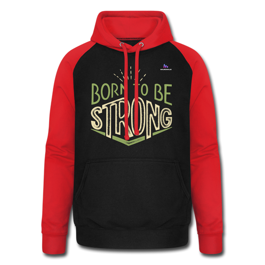 Sudadera con capucha de béisbol unisex"Born to be strong" - black/red