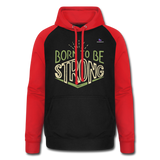 Sudadera con capucha de béisbol unisex"Born to be strong" - black/red