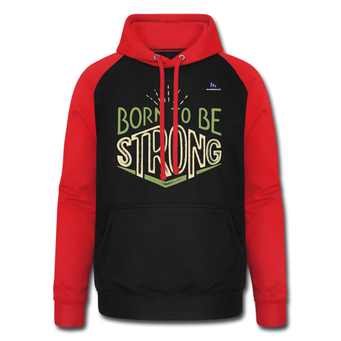 Sudadera con capucha de béisbol unisex"Born to be strong" - black/red