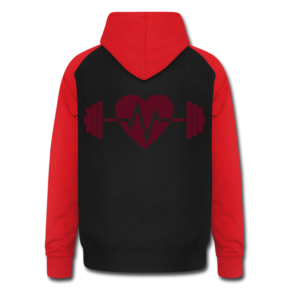 Sudadera con capucha de béisbol unisex"Born to be strong" - black/red