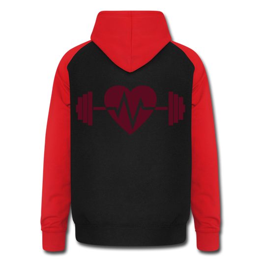 Sudadera con capucha de béisbol unisex"Born to be strong" - black/red