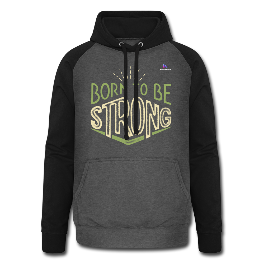 Sudadera con capucha de béisbol unisex"Born to be strong" - graphite/black