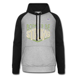 Sudadera con capucha de béisbol unisex"Born to be strong" - heather grey/black