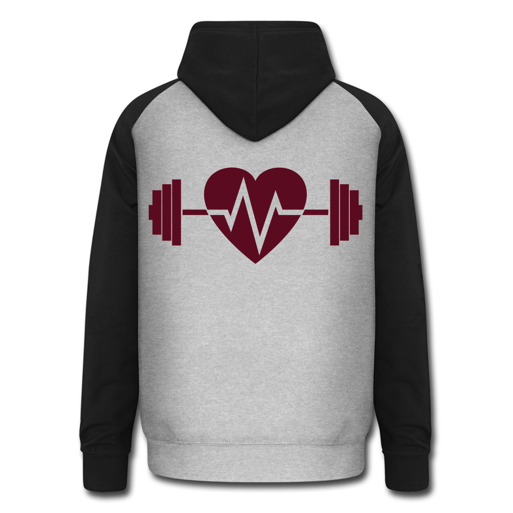 Sudadera con capucha de béisbol unisex"Born to be strong" - heather grey/black