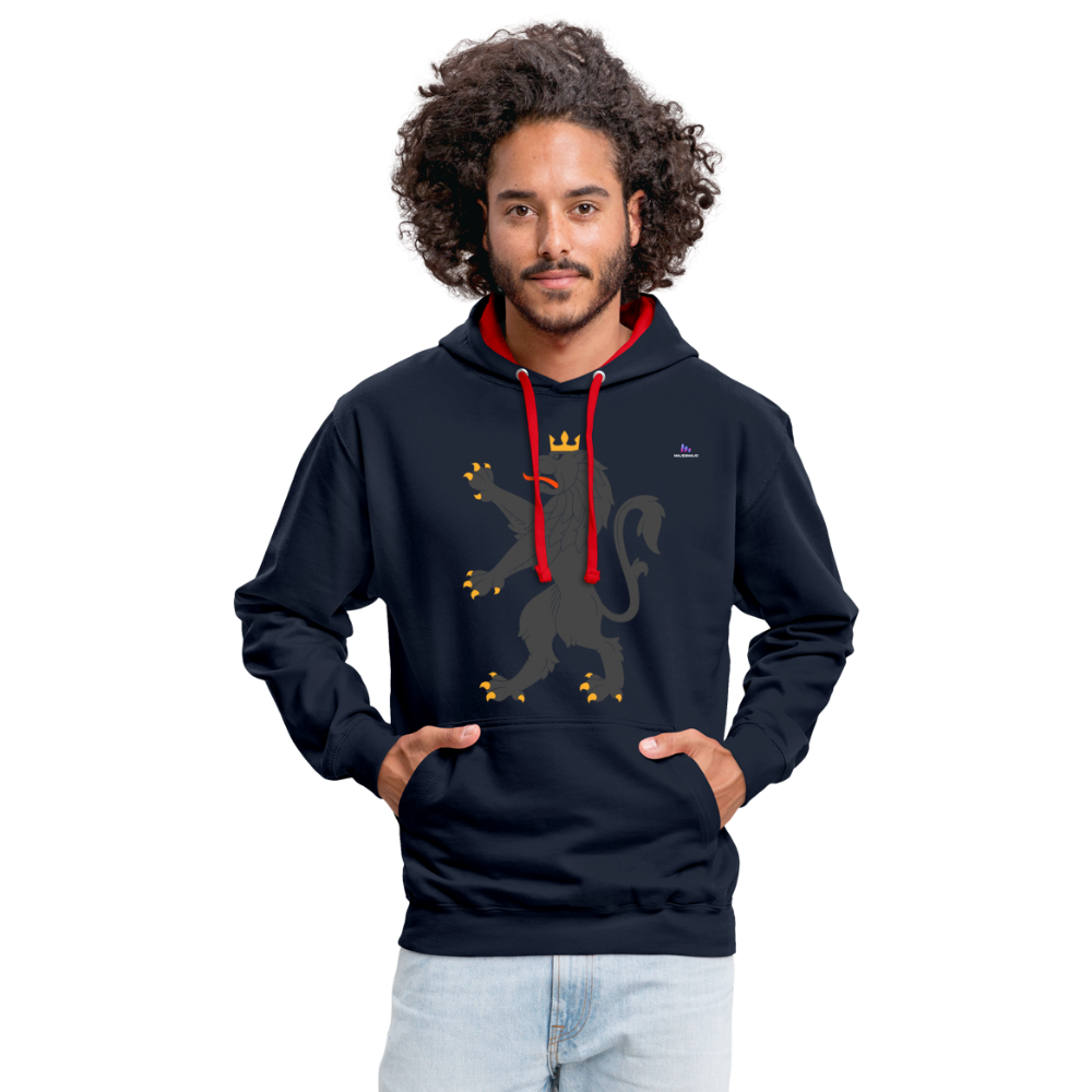 Sudadera con capucha en contraste"Urban lion" - navy/red