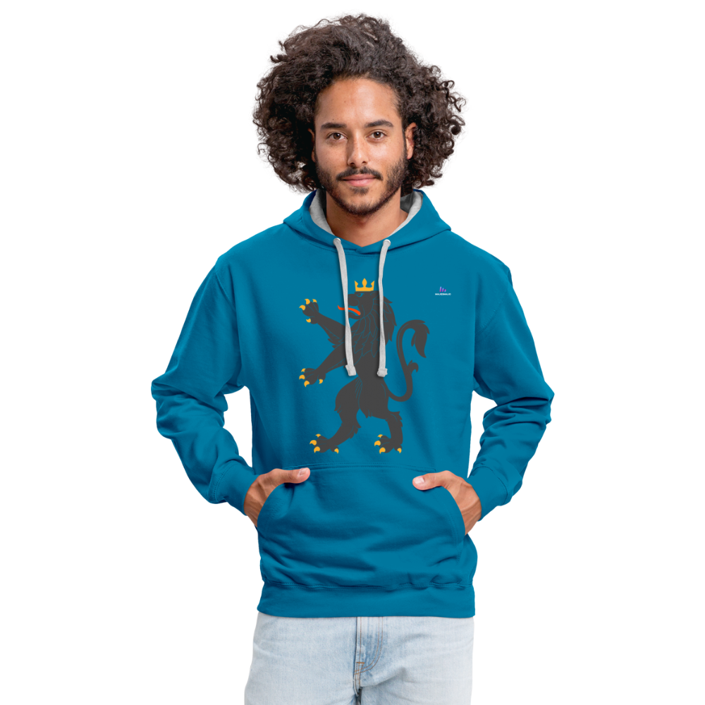 Sudadera con capucha en contraste"Urban lion" - peacock blue/heather grey
