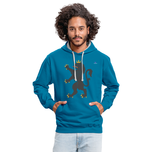 Sudadera con capucha en contraste"Urban lion" - peacock blue/heather grey