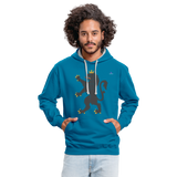 Sudadera con capucha en contraste"Urban lion" - peacock blue/heather grey