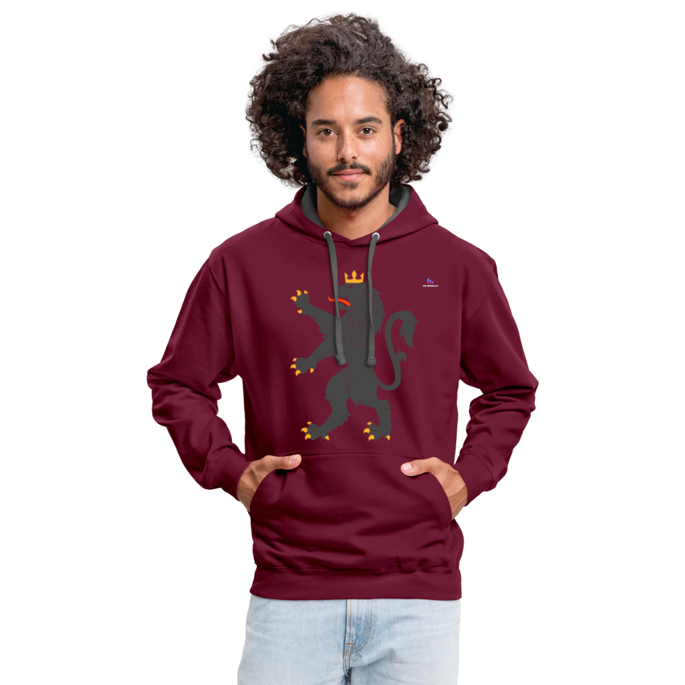 Sudadera con capucha en contraste"Urban lion" - burgundy/charcoal