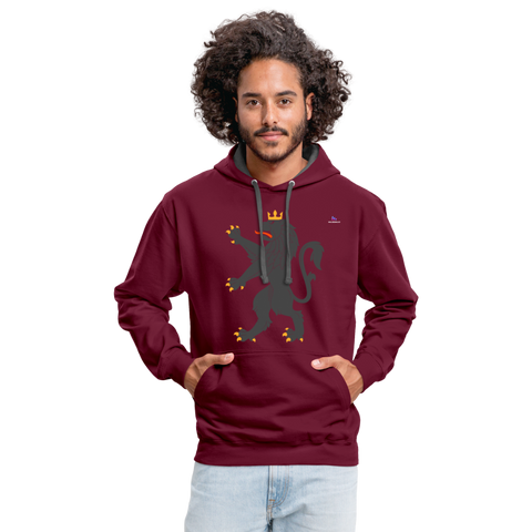 Sudadera con capucha en contraste"Urban lion" - burgundy/charcoal