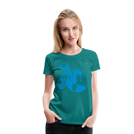 Camiseta premium"Girl with horse" - diva blue