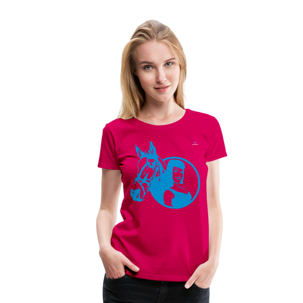 Camiseta premium"Girl with horse" - dark pink