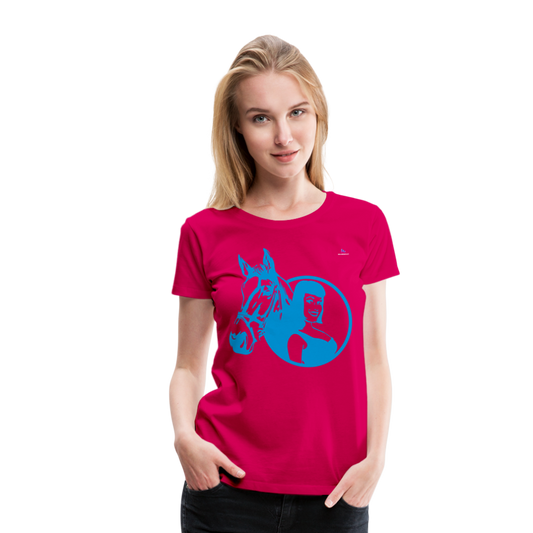 Camiseta premium"Girl with horse" - dark pink