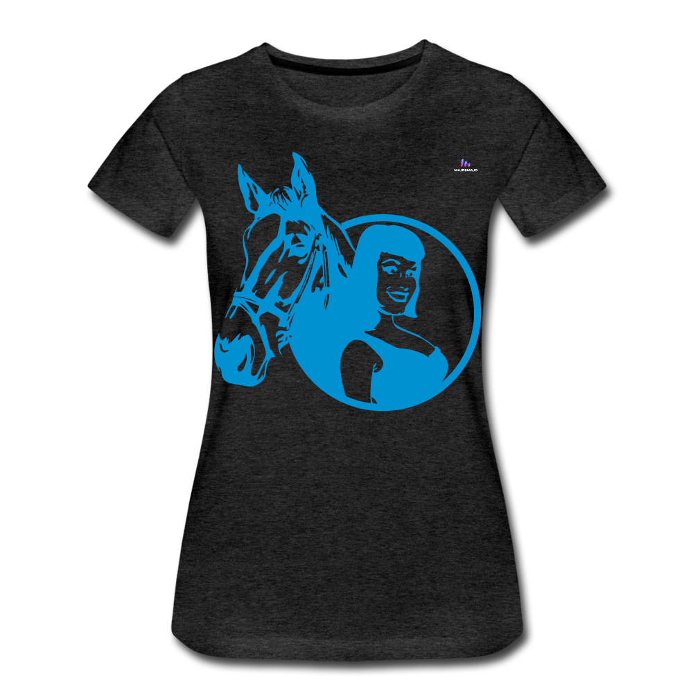 Camiseta premium"Girl with horse" - charcoal grey