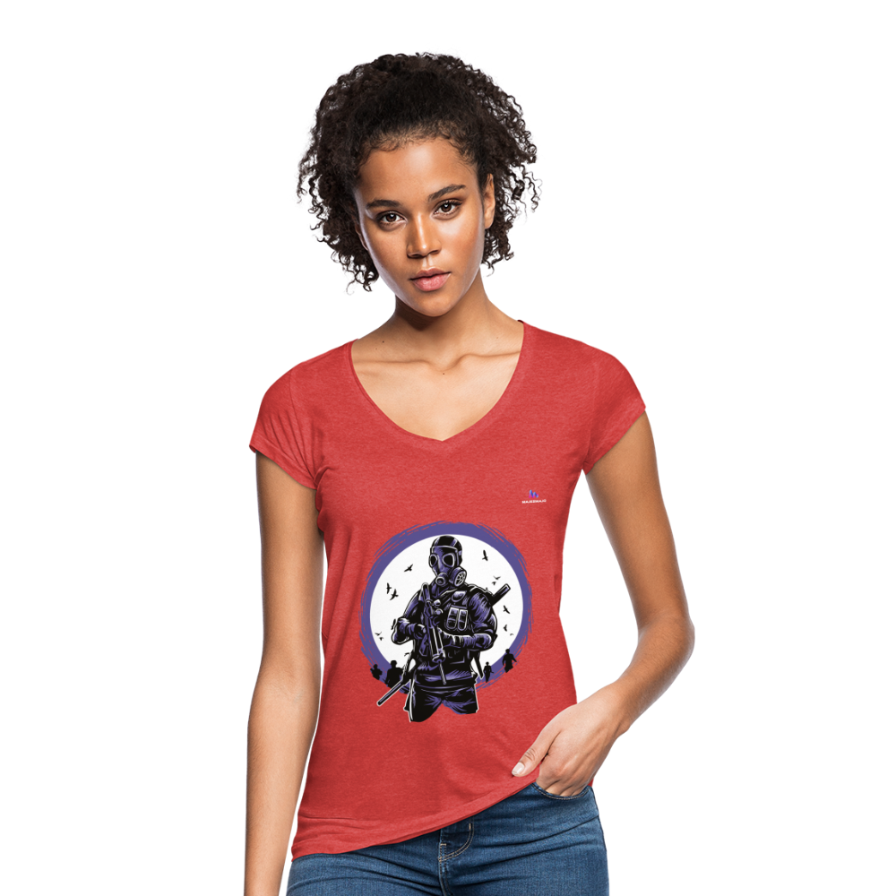 Camiseta vintage"gasmask soldier" - heather red