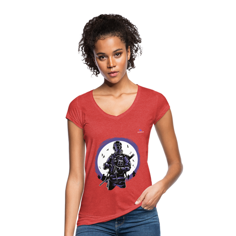 Camiseta vintage"gasmask soldier" - heather red