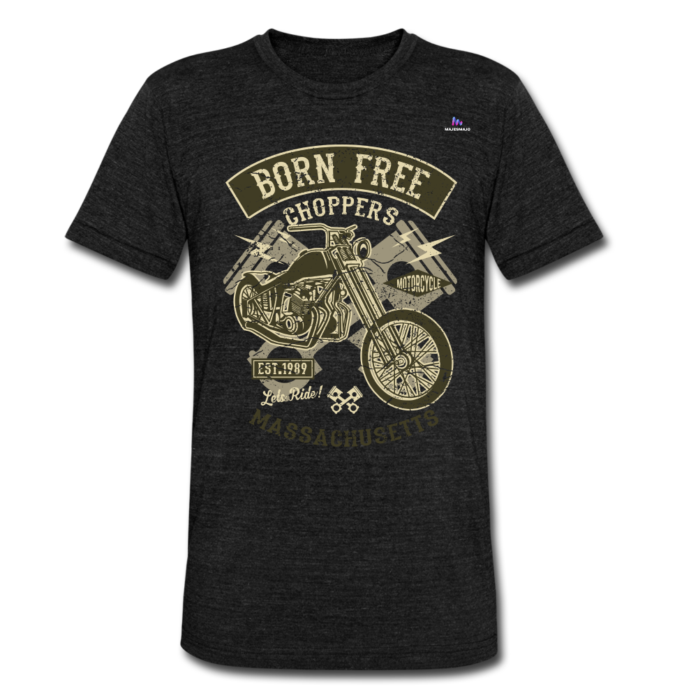 Camiseta Tri-Blend unisex de Bella + Canvas"born free" - heather black