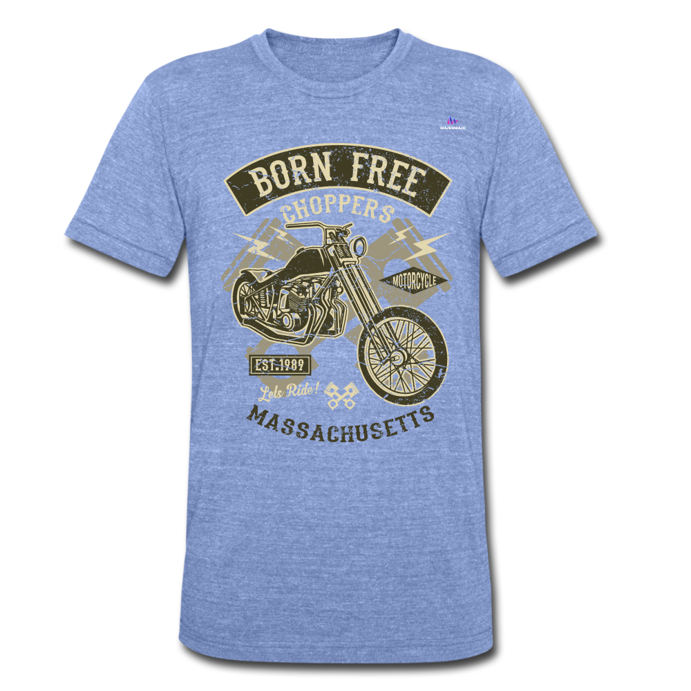 Camiseta Tri-Blend unisex de Bella + Canvas"born free" - heather blue