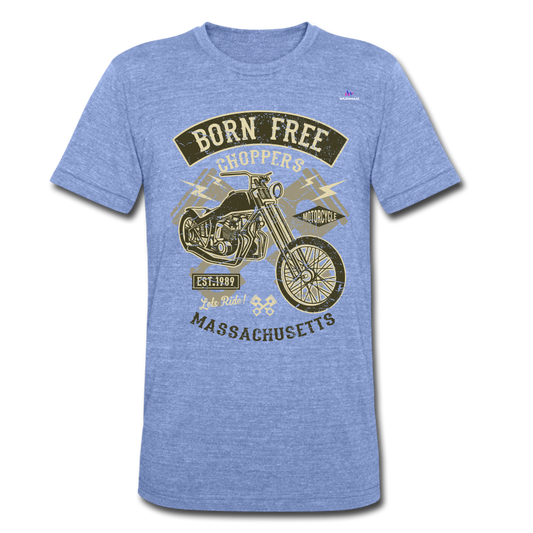 Camiseta Tri-Blend unisex de Bella + Canvas"born free" - heather blue