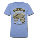 Camiseta Tri-Blend unisex de Bella + Canvas"born free" - heather blue