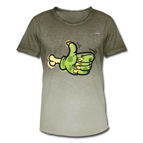 Camiseta degradada"zombie thumb left" - dip dye khaki