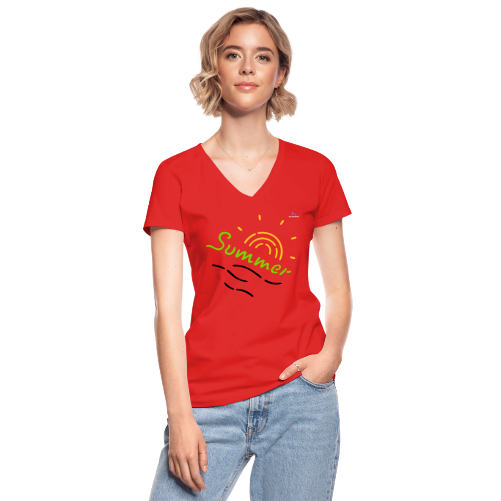 Camiseta clásica con cuello de pico"summer" - red