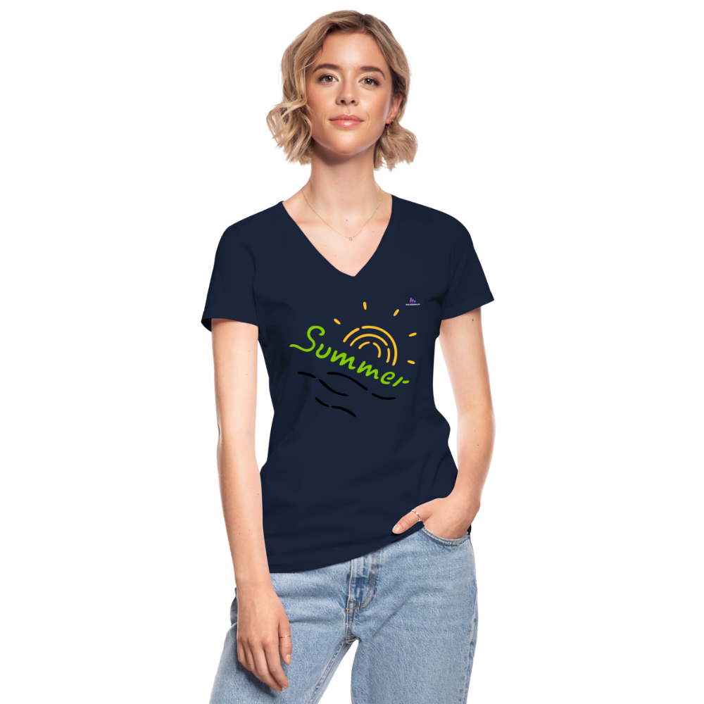 Camiseta clásica con cuello de pico"summer" - navy