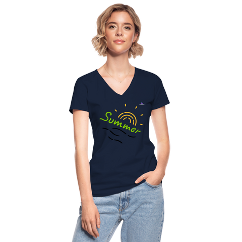 Camiseta clásica con cuello de pico"summer" - navy