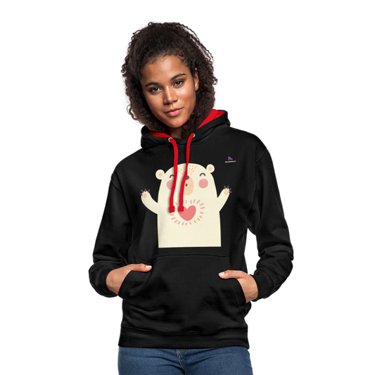 Sudadera con capucha en contraste"Polar bear" - black/red