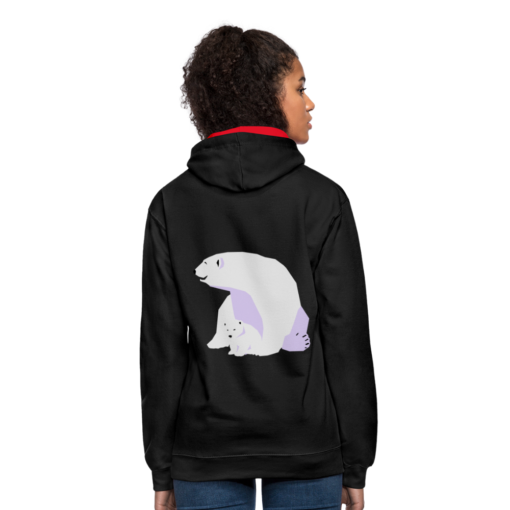 Sudadera con capucha en contraste"Polar bear" - black/red