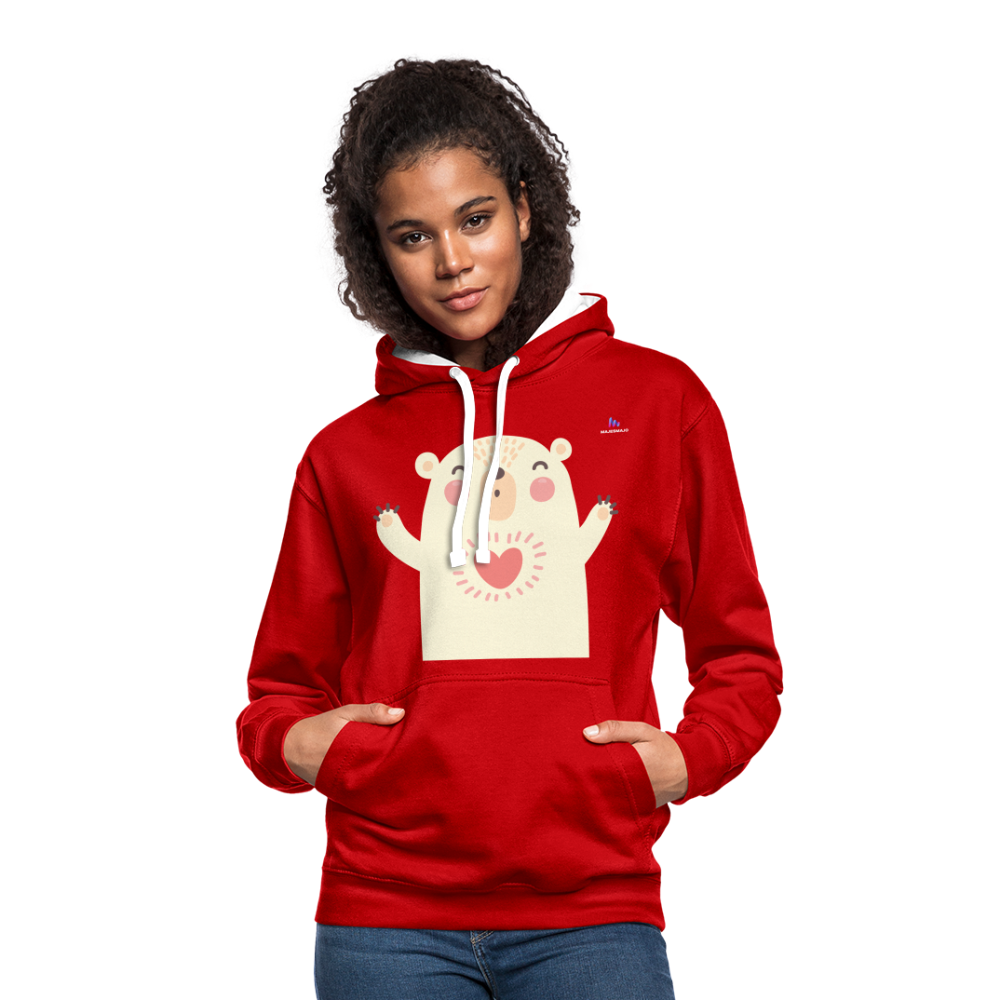 Sudadera con capucha en contraste"Polar bear" - red/white