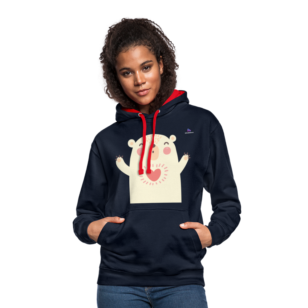 Sudadera con capucha en contraste"Polar bear" - navy/red