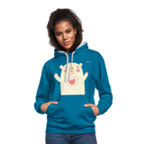 Sudadera con capucha en contraste"Polar bear" - peacock blue/heather grey